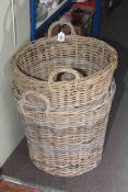 Two wicker log baskets