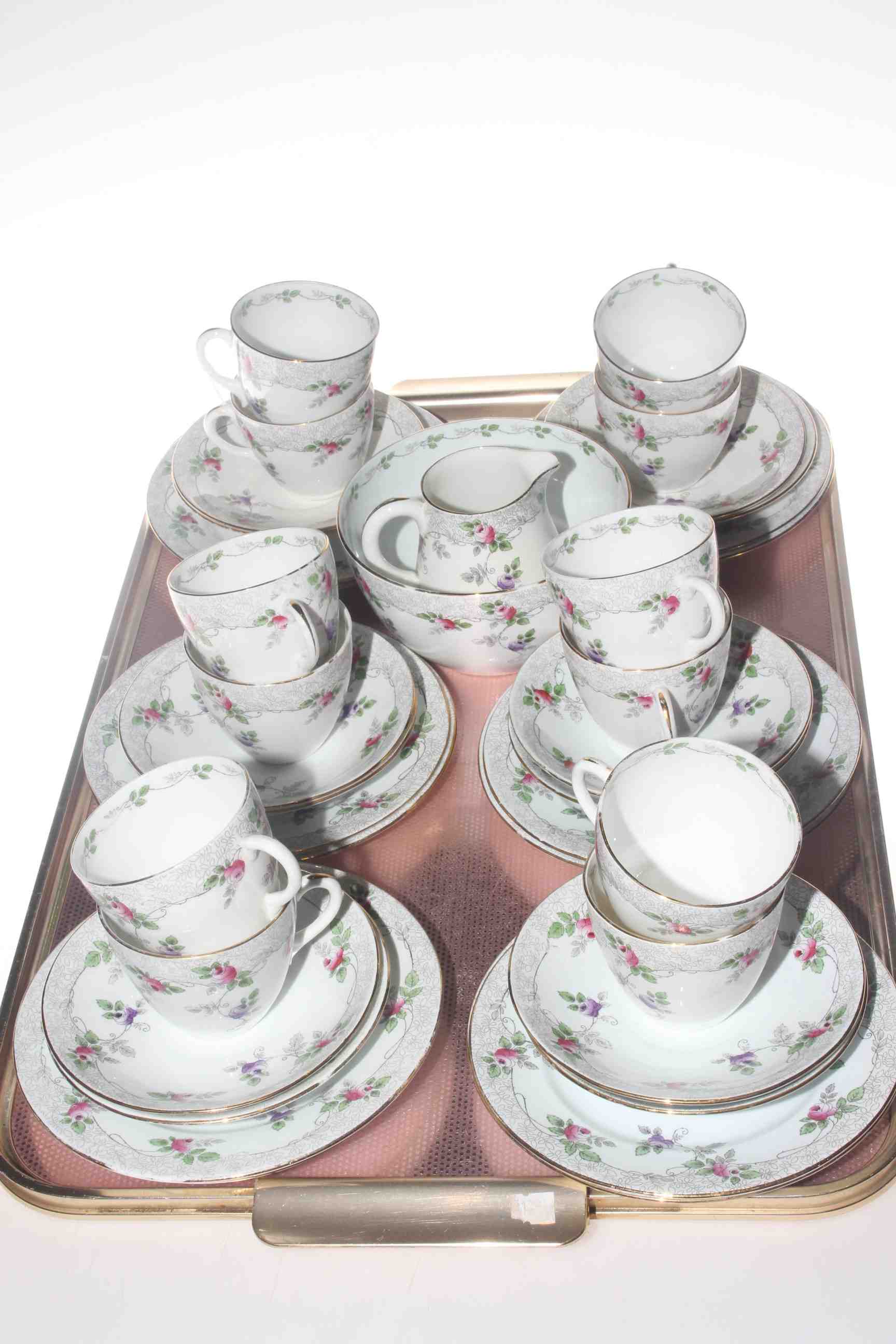 Shelley china thirty eight piece 'bramble rose' tea set