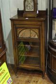 Victorian rosewood and satinwood inlaid mirror and glazed panel door music cabinet
