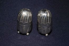 Pair Victorian silver pepperettes,