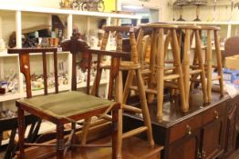 Five various turned leg stools and Edwardian corner chair (6)