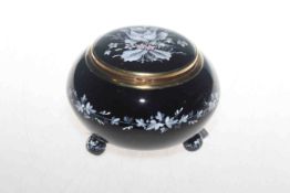 Glass powder bowl with enamel flower decoration