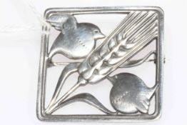 Georg Jensen silver husk and bird brooch