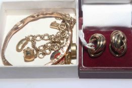 9 carat gold bracelet, charms,