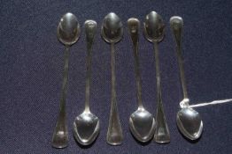 Set of six Dutch silver sundae long handled spoons with reeded handles, 4.3oz.