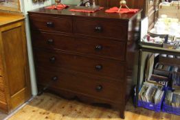 Victorian mahogany chest of two short above three long graduated drawers, on splayed bracket feet,