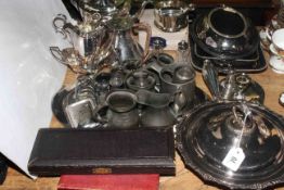 Collection of silver plate wares and pewter