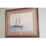 W A Earp, two sailing cobs, watercolour, text verso, 34cm x 44cm,