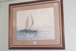 W A Earp, two sailing cobs, watercolour, text verso, 34cm x 44cm,