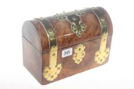 Victorian brass mounted walnut domed top box