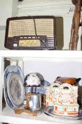 WITHDRAWN - Ekco radio, Piquot tea set, Gallé style lamp, pair of Staffordshire clock spill vases,