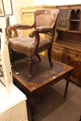 Victorian oak reeded leg card table and Victorian club chair (2)