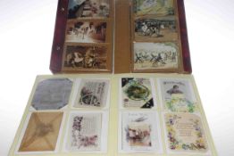 Collection of over one hundred and thirty postcards including embroidered,