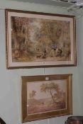 H J Holding, Woody Landscape with Hawking Party, watercolour,