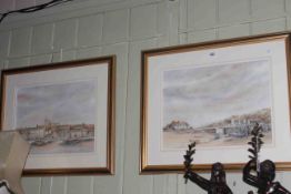 David Webb, harbour scenes, pair watercolours, signed and dated 92, 33cm x 45cm,