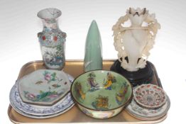 Tray lot with Chinese plates, vases,