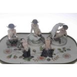 Five Royal Copenhagen faun figures