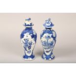 Pair Chinese blue and white vases and covers