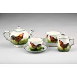 Wemyss Ware six piece tea for one set, including teapot and cover, tea cup and saucer, sugar bowl