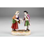 Continental Porcelain Figure Group ‘The Courting Couple’, 13cm long, 15cm high