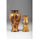 Royal Doulton stone ware vase baluster shape, decorated with leaf decoration. 26.5cm high and