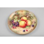 Large Royal Worcester plate, decorated with hand painted fallen fruit in a naturalistic