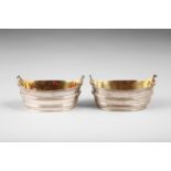 Pair of George III silver table salts, oval form gilt interiors, Assay marked London 1801 by