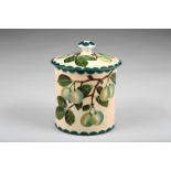 Wemyss Ware preserve jar and cover, hand painted with green fruit, incised Wemyss Ware to base, 15.