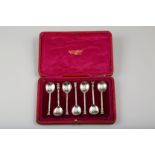 Cased set of seven silver teaspoons by Thomas Bradbury & sons Assay marked Sheffield 1916. Weight