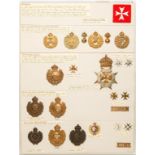 Badges of Malta military and other units A card bearing a cloth arm-badge of the Malta Garrison,