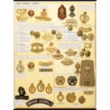 Indian Artillery and Corps Insignia pre-1947 A card of cap and collar-badges, buttons and shoulder-