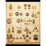 Badges of South African Staff and WW1 Contingents A card with metal cap and collar-badges and