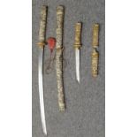 A JAPANESE BONE-MOUNTED SWORD (KATANA) AND SHORTSWORD (TANTO), MEIJI PERIOD