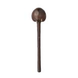 A SMALL FIJIAN CLUB (ULA DRSIA), 19TH CENTURY with bulbous head inset with two small pieces of