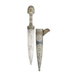 A RUSSIAN SILVER-MOUNTED DAGGER (KINDJAL), ST PETERSBURG, LATE 19TH CENTURY with broad double-