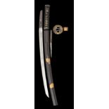 A JAPANESE SWORD (WAKIZASHI), SHINSHINTO PERIOD the blade shinogi-zukuri, iori-mune and chu-kissaki,