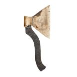 A SMALL INDIAN AXE, LATE 18TH CENTURY, PROBABLY FOR MATCH CUTTING with brass wedge-shaped head