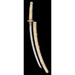 ˜A JAPANESE IVORY SWORD (TACHI), MEIJI PERIOD the blade shinogi-zukuri, strong koshi-zori, iori-mune