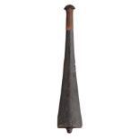 A SOLOMON ISLANDS BLACK HARDWOOD CLUB, 19TH CENTURY, PROBABLY MALAITA of paddle form terminating