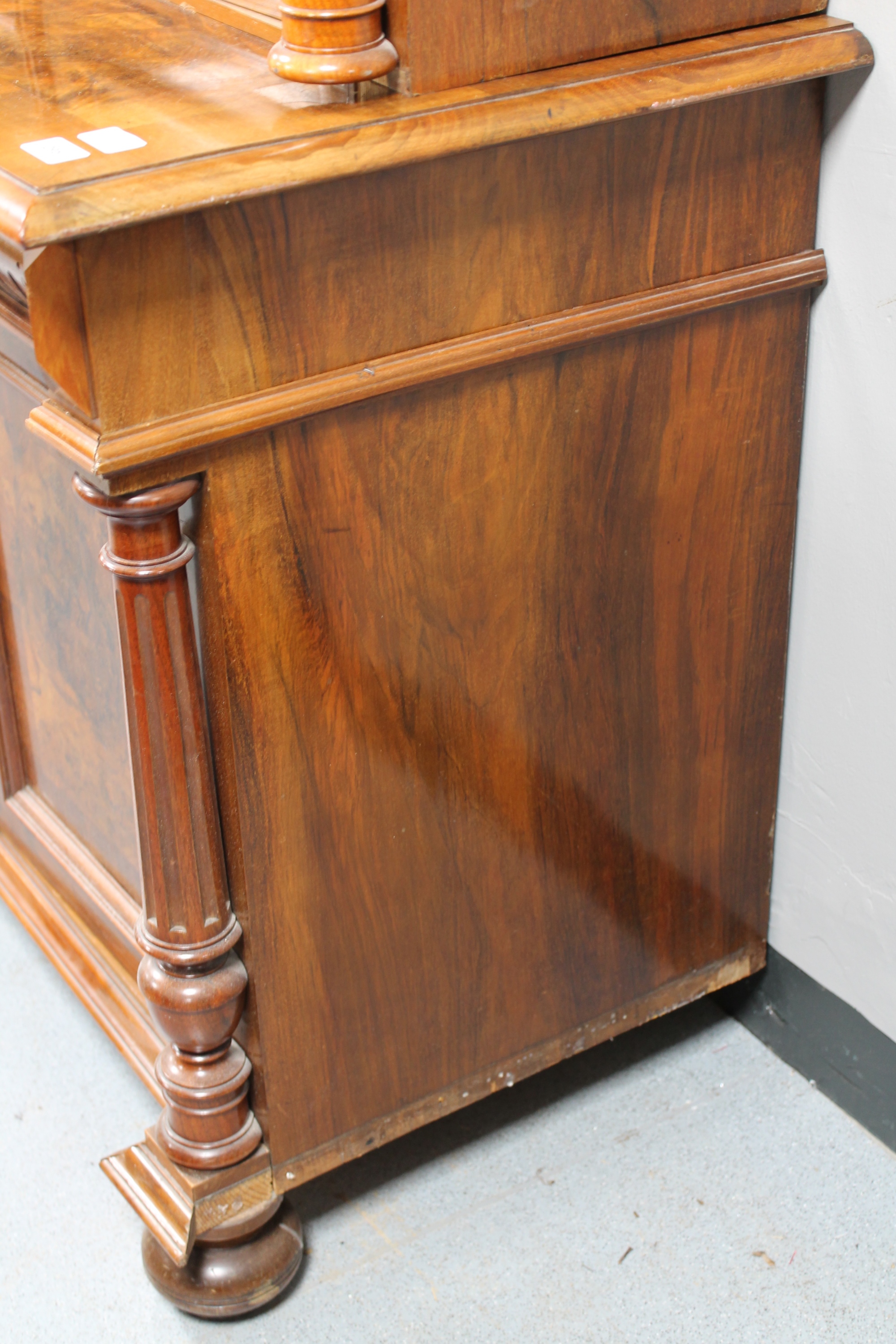 A continental walnut and mahogany bookcase with pillar supports CONDITION REPORT: - Image 9 of 9