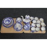 Two trays of Ringtons Willow pattern tea and dinner service