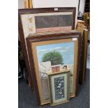 Nine framed pictures including eight framed and un-framed oils of Asian scenes,