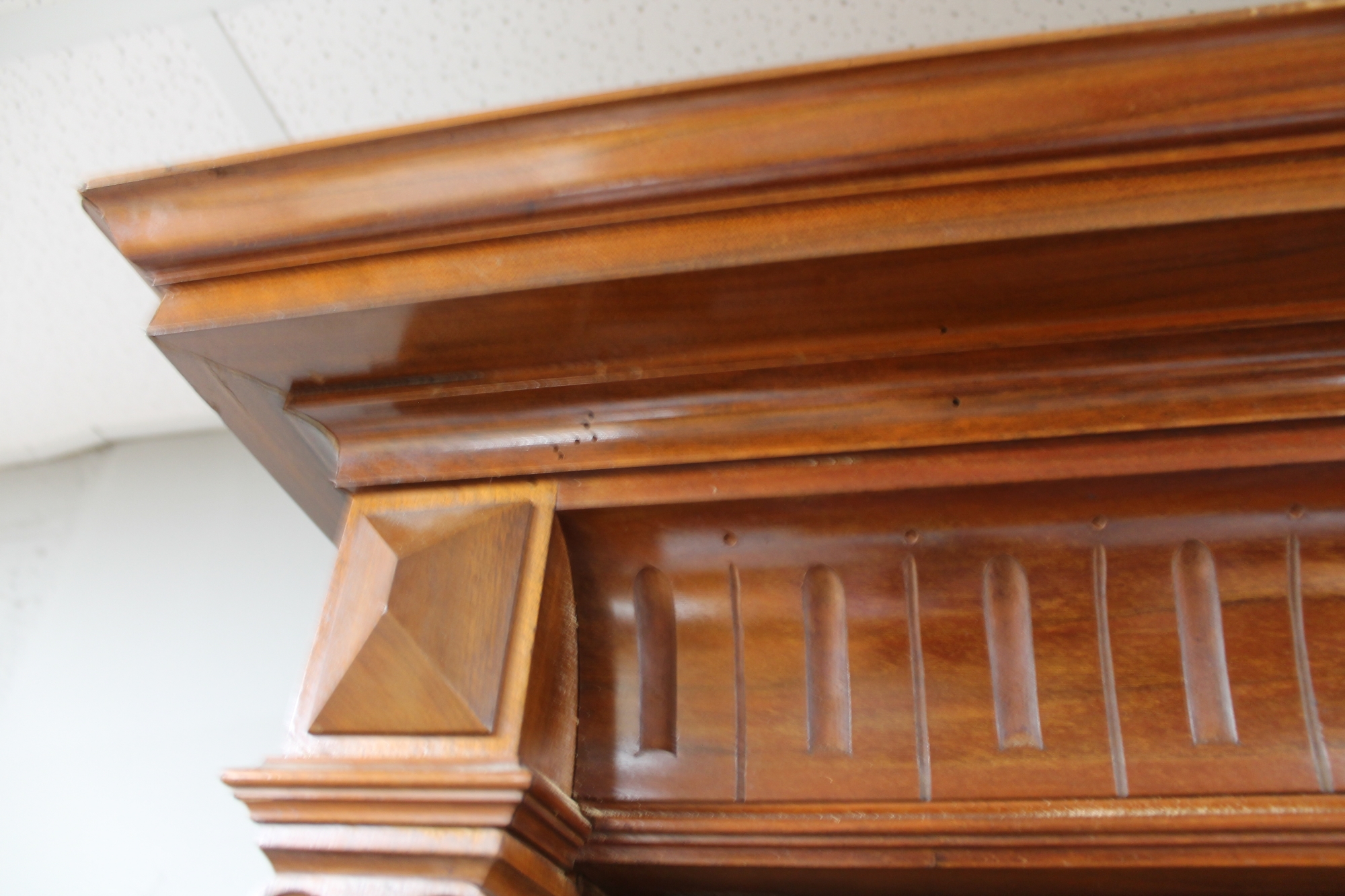 A continental walnut and mahogany bookcase with pillar supports CONDITION REPORT: - Image 8 of 9