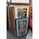 Nine framed and un-framed pictures oils on felt depicting Asian scenes