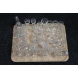 A tray of crystal and glass,