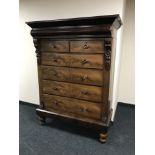 A Victorian mahogany six drawer lobby chest