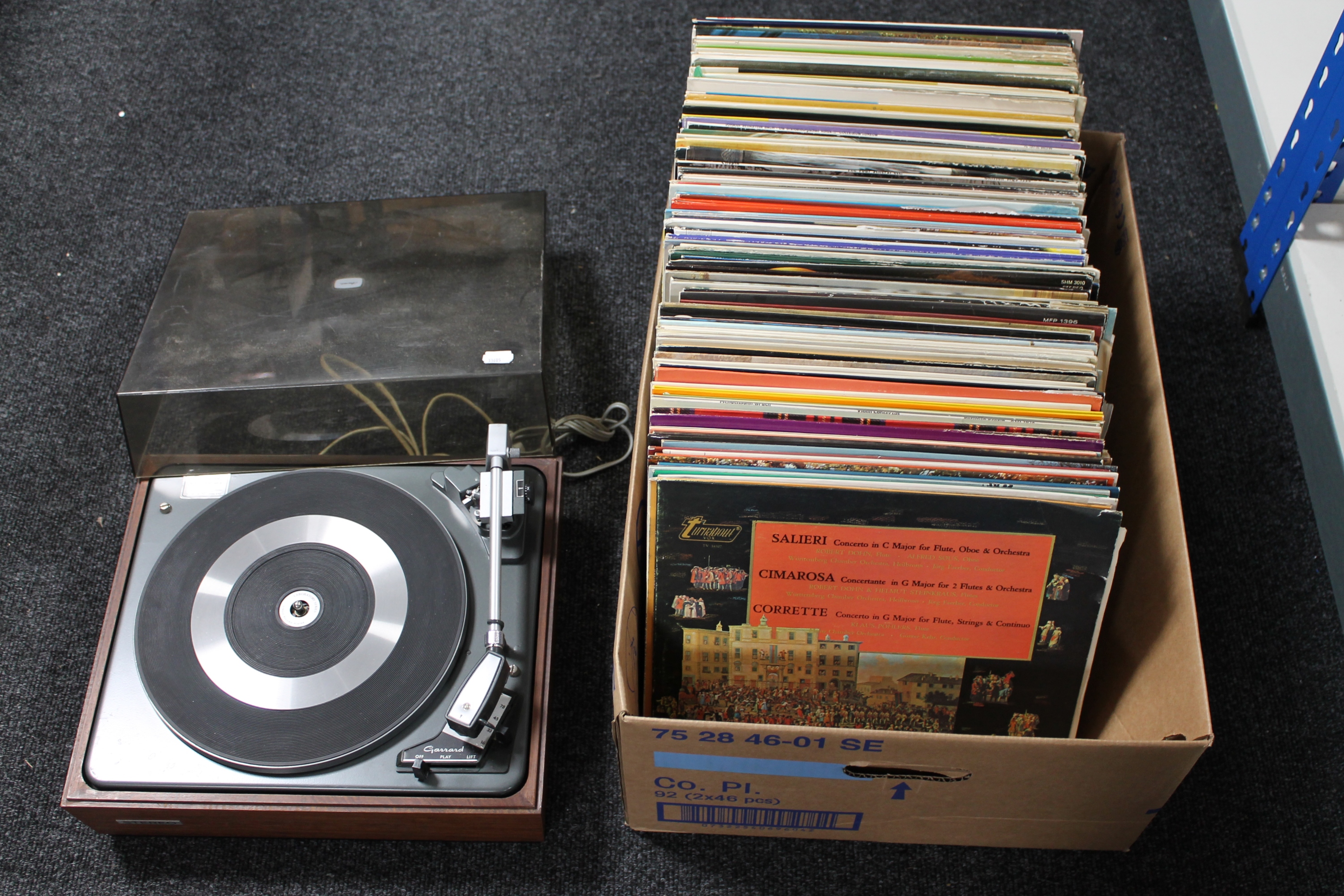 A box of lps - Classical etc together with a Garrard turntable