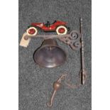 A cast iron veteran car bell