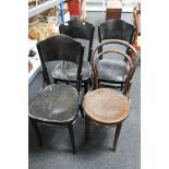 Four miscellaneous bentwood dining chairs