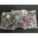 Three bags of costume jewellery